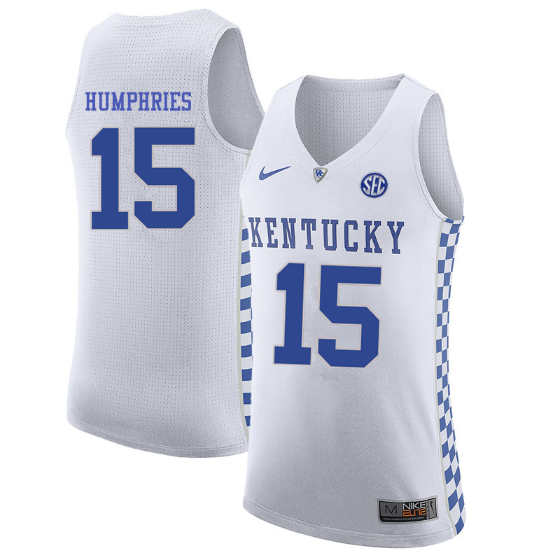 Men Kentucky Wildcats #15 Isaac Humphries College Basketball Jerseys-White - Click Image to Close